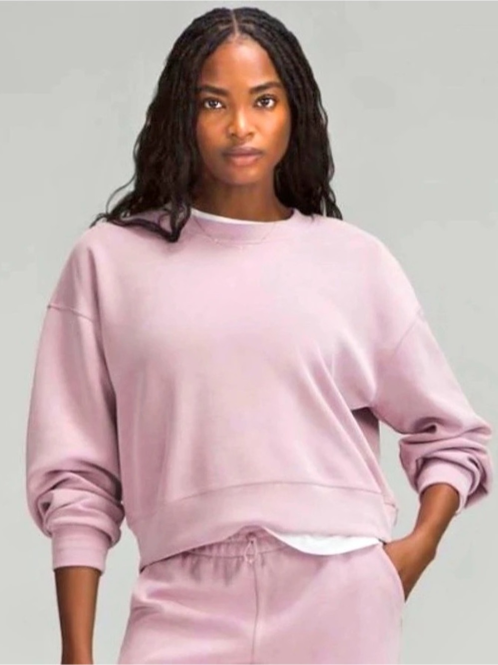 Lululemon | “Softstreme Perfectly Oversized Cropped Crew” | Rose Blush | XL